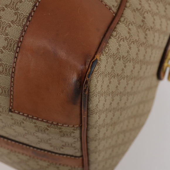 CELINE Macadam Canvas Boston Bag PVC Beige Gold Auth 197611