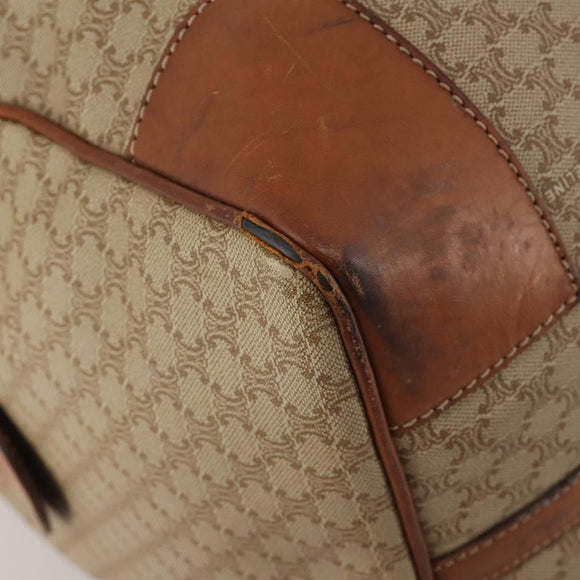 CELINE Macadam Canvas Boston Bag PVC Beige Gold Auth 197611