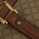 CELINE Macadam Canvas Boston Bag PVC Beige Gold Auth 197611-15