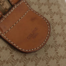 CELINE Macadam Canvas Boston Bag PVC Beige Gold Auth 197611-18