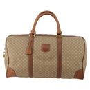CELINE Macadam Canvas Boston Bag PVC Beige Gold Auth 197611-2