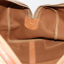 CELINE Macadam Canvas Boston Bag PVC Beige Gold Auth 197611-21