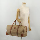 CELINE Macadam Canvas Boston Bag PVC Beige Gold Auth 197611-26
