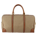 CELINE Macadam Canvas Boston Bag PVC Beige Gold Auth 197611-3