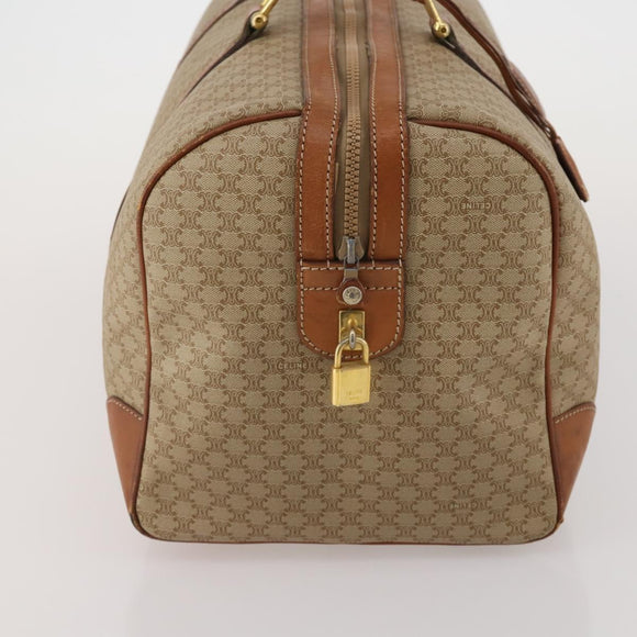 CELINE Macadam Canvas Boston Bag PVC Beige Gold Auth 197611