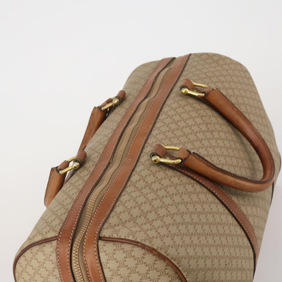 CELINE Macadam Canvas Boston Bag PVC Beige Gold Auth 197611