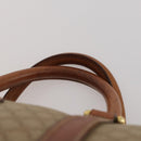 CELINE Macadam Canvas Boston Bag PVC Beige Gold Auth 197611-8