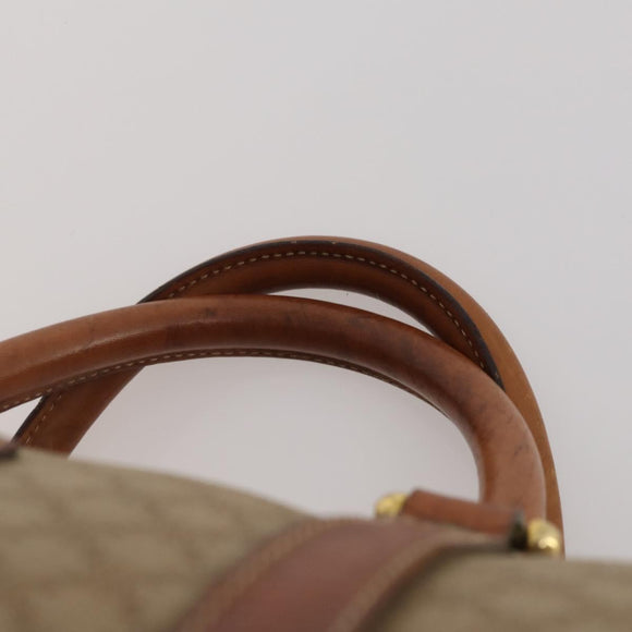 CELINE Macadam Canvas Boston Bag PVC Beige Gold Auth 197611