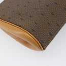 SAINT LAURENT Clutch Bag PVC Canvas Brown Gold Auth 197613A-11
