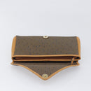 SAINT LAURENT Clutch Bag PVC Canvas Brown Gold Auth 197613A-13