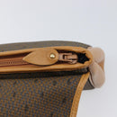 SAINT LAURENT Clutch Bag PVC Canvas Brown Gold Auth 197613A-15