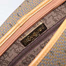 SAINT LAURENT Clutch Bag PVC Canvas Brown Gold Auth 197613A-16
