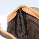 SAINT LAURENT Clutch Bag PVC Canvas Brown Gold Auth 197613A-19
