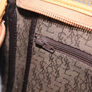 SAINT LAURENT Clutch Bag PVC Canvas Brown Gold Auth 197613A-20