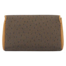SAINT LAURENT Clutch Bag PVC Canvas Brown Gold Auth 197613A-3