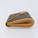 SAINT LAURENT Clutch Bag PVC Canvas Brown Gold Auth 197613A-5