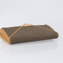 SAINT LAURENT Clutch Bag PVC Canvas Brown Gold Auth 197613A-6
