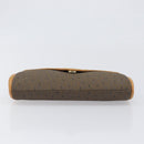 SAINT LAURENT Clutch Bag PVC Canvas Brown Gold Auth 197613A-7