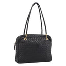 BOTTEGA VENETA INTRECCIATO Hand Bag Leather Black Gold Auth 197615-1