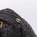 BOTTEGA VENETA INTRECCIATO Hand Bag Leather Black Gold Auth 197615-14