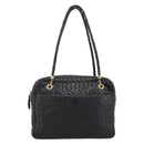 BOTTEGA VENETA INTRECCIATO Hand Bag Leather Black Gold Auth 197615-2