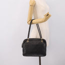BOTTEGA VENETA INTRECCIATO Hand Bag Leather Black Gold Auth 197615-24