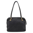 BOTTEGA VENETA INTRECCIATO Hand Bag Leather Black Gold Auth 197615-3