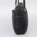 BOTTEGA VENETA INTRECCIATO Hand Bag Leather Black Gold Auth 197615-4