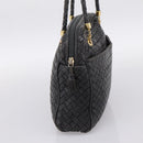 BOTTEGA VENETA INTRECCIATO Hand Bag Leather Black Gold Auth 197615-5