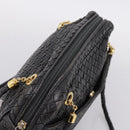 BOTTEGA VENETA INTRECCIATO Hand Bag Leather Black Gold Auth 197615-6