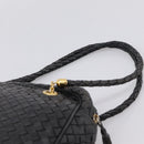 BOTTEGA VENETA INTRECCIATO Hand Bag Leather Black Gold Auth 197615-8