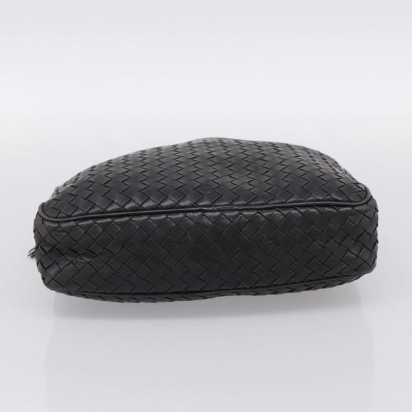 BOTTEGA VENETA INTRECCIATO Hand Bag Leather Black Gold Auth 197615