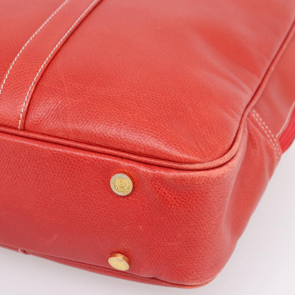 LOEWE Business Bag Leather Red Gold Auth 197616