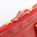 LOEWE Business Bag Leather Red Gold Auth 197616-10