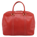 LOEWE Business Bag Leather Red Gold Auth 197616-2