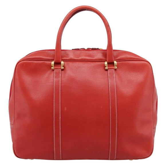 LOEWE Business Bag Leather Red Gold Auth 197616