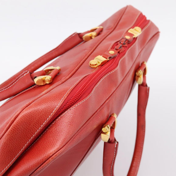 LOEWE Business Bag Leather Red Gold Auth 197616
