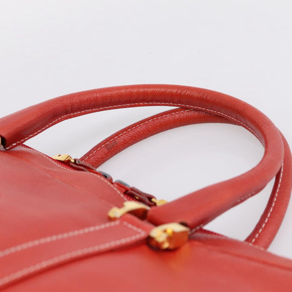 LOEWE Business Bag Leather Red Gold Auth 197616