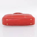 LOEWE Business Bag Leather Red Gold Auth 197616-5