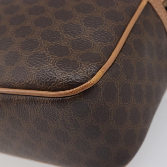 CELINE Macadam Shoulder Bag PVC Leather Brown Gold Auth 197617A