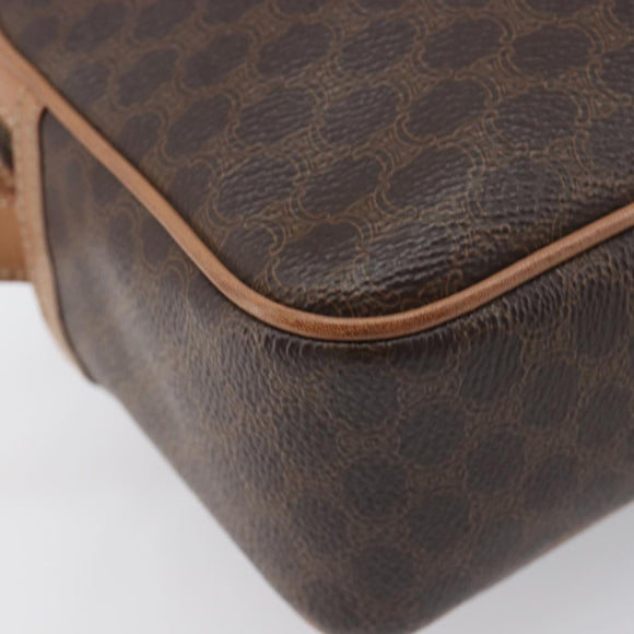 CELINE Macadam Shoulder Bag PVC Leather Brown Gold Auth 197617A