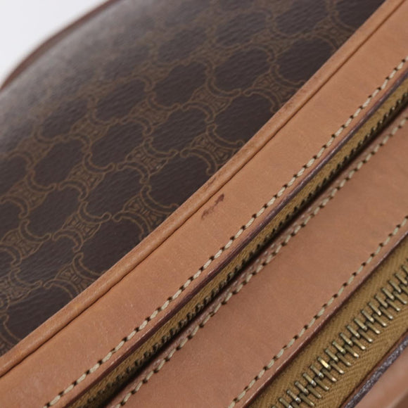 CELINE Macadam Shoulder Bag PVC Leather Brown Gold Auth 197617A