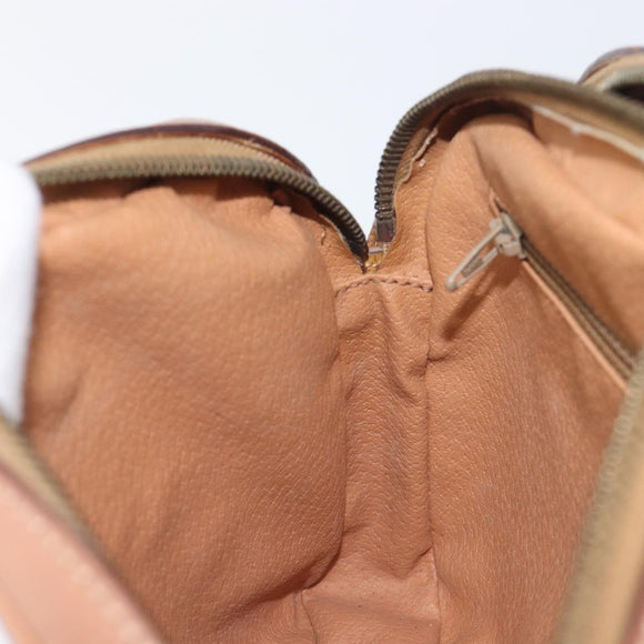 CELINE Macadam Shoulder Bag PVC Leather Brown Gold Auth 197617A