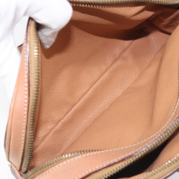 CELINE Macadam Shoulder Bag PVC Leather Brown Gold Auth 197617A