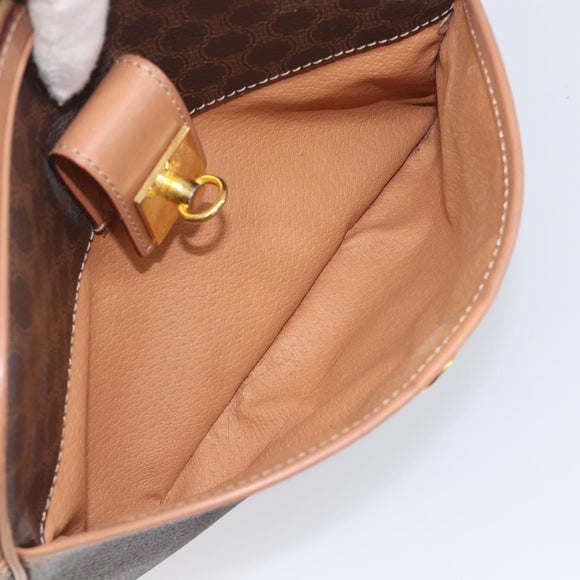 CELINE Macadam Shoulder Bag PVC Leather Brown Gold Auth 197617A