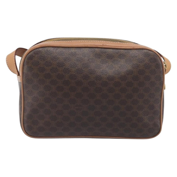 CELINE Macadam Shoulder Bag PVC Leather Brown Gold Auth 197617A