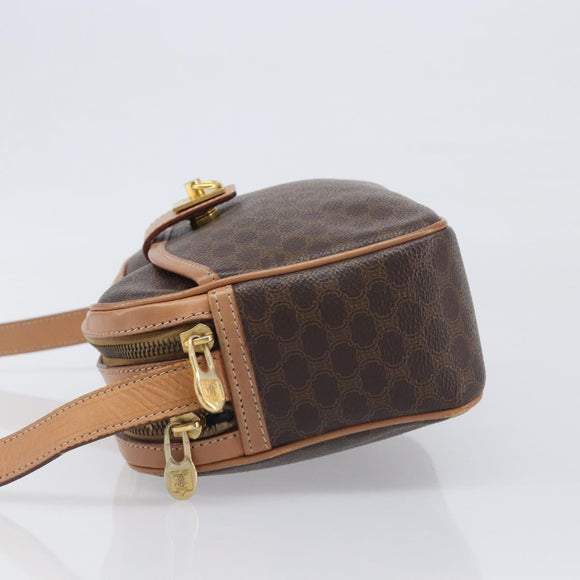 CELINE Macadam Shoulder Bag PVC Leather Brown Gold Auth 197617A