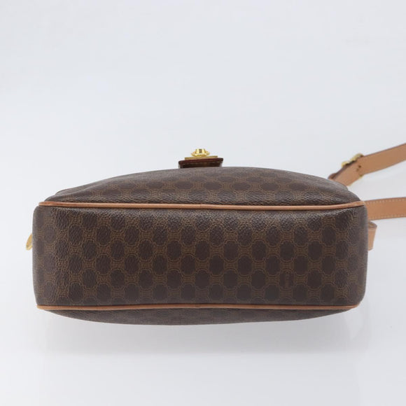 CELINE Macadam Shoulder Bag PVC Leather Brown Gold Auth 197617A