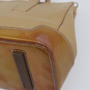 PRADA Hand Bag Leather Beige Silver Auth 197618-12