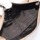 PRADA Hand Bag Leather Beige Silver Auth 197618-17